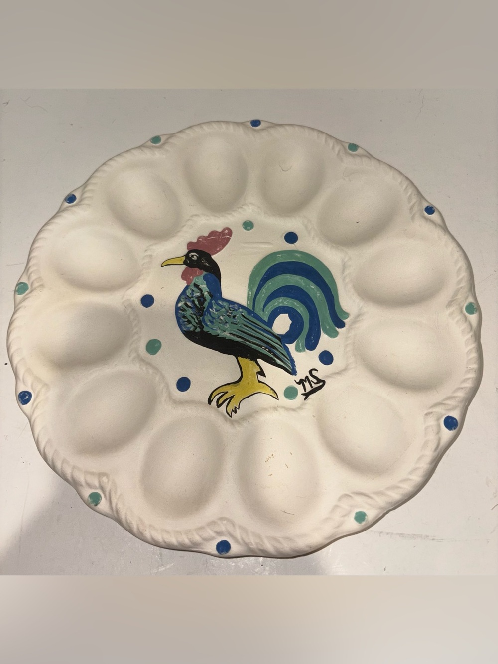 Hand Painted Ceramic Deviled Egg Platter